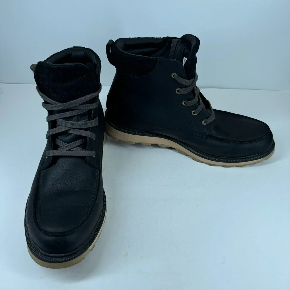 Sorel Madson II Moc Toe Men's 11 Coal Black Leather Waterproof Boots LM6057-010